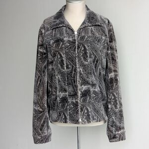 Jones New York velvet paisley zip jacket